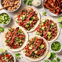 Tortillas with Refried Beans and Bacon