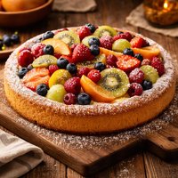 Traditional German Obst Kuchen Fresh Fruit Flan Sponge Cake