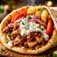Traditional Greek Chicken Gyro with Tzatziki Sauce