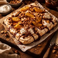 Tray Baked Meringue W Pears Cream Toasted Hazelnuts Chocolate
