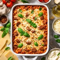 Triple Cheesy Saucy Sausage Lasagna