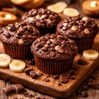 Triple Chocolate Banana Muffins