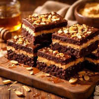 Triple Decker Honey Peanut Butter Brownies