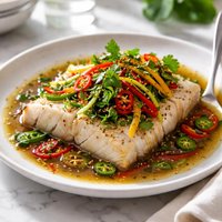 Triple Pepper Steamed Halibut
