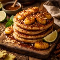 Tropical Caramelised Bananas with Jamaican Spiced Pancakes