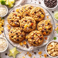 Tropical Dried Fruit Choc Chip Cookies with a Crunch