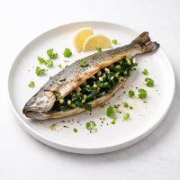 Trout Stuffed with Garlic and Spinach
