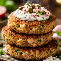 Tuna Pabucas Patties with Two Radish Caper Sauce