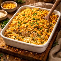 Tuna Pasta Bake with Corn Chip Crunchy Topping