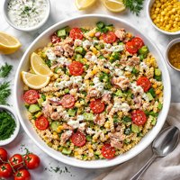 Tuna Pasta Salad with Yogurt Dill Sauce