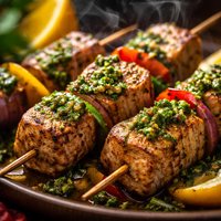 Tuna Skewers with Moroccan Spices and Chermoula