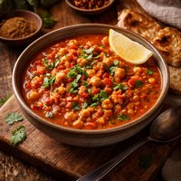 Tunisian Tomato Soup with Chickpeas and Lentils