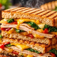 Turkey 2 Cheese Panini with Sauteed Vegetables