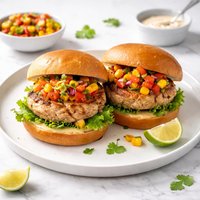 Turkey Burgers with Tomato Corn Salsa