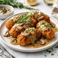 Turkey Croquettes with Mushroom Rosemary Gravy