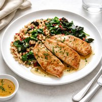 Turkey Cutlets with Barley and Swiss Chard
