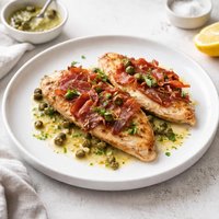 Turkey Cutlets with Prosciutto and Caper Sauce