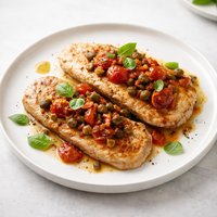 Turkey Cutlets with Tomato Caper Sauce