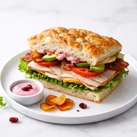 Turkey Focaccia Club W Special Cranberry Mayonnaise