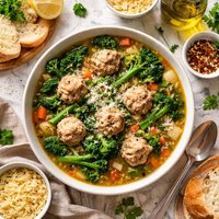 Turkey Meatball and Broccoli Rabe Stoup