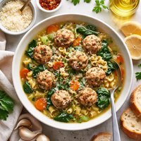 Turkey Meatballs and Pasta in Broth
