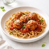 Turkey Meatballs W Spicy Tomato Sauce and Whole Wheat Spaghetti