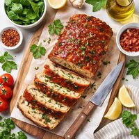 Turkey Meatloaf with Spinach and Bacon