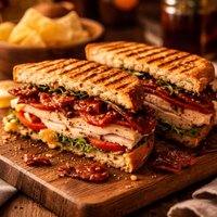 Turkey Panini with Candied Bacon