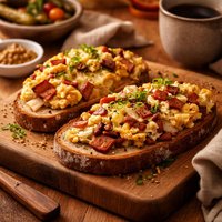 Turkey Pastrami Scrambles on Rye