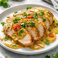 Turkey Slices with Curry Cream Sauce