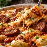 Turkey Smoked Sausage and Ravioli Bake