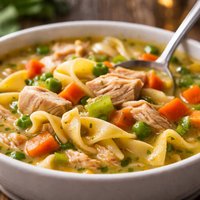 Turkey Soup with Egg Noodles and Vegetables