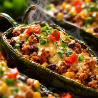 Turkey Stuffed Poblano Chile Peppers