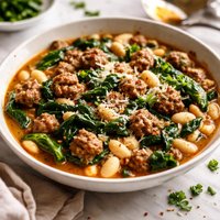 Tuscan Sausage Spinach and Cannellini Beans
