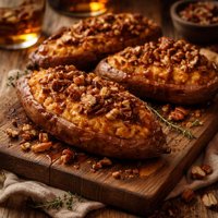 Twice Baked Bourbon Hazelnut Sweet Potatoes