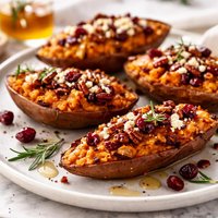 Twice Baked Cranberry Sweet Potatoes