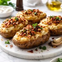 Twice Baked Potatoes with Caramelized Shallots