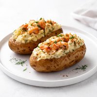 Twice Baked Potatoes with Seafood Topping