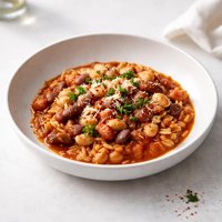 Two Bean and Tomato Stew with Orzo