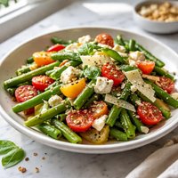 Two Cheese Green Beans Tomatoes Hot or Cold