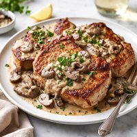 Un Stuffed Pork Chops with Mushroom Sauce