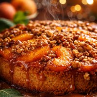 Upside Down Apricot Caramel Crunch Cake