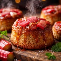 Upside Down Rhubarb Muffins