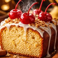 Vanilla Butternut Pound Cake with Maraschino Cherries