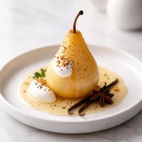 Vanilla Cider Poached Pears