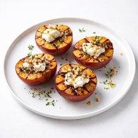 Vanilla Spice Rubbed Grilled Peaches with Fresh Goat Cheese