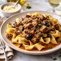 Veal and Olive Rag with Pappardelle