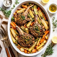 Veal Chops with Leeks Carrots and Parsnips