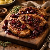 Veal Cutlets with Cherry Sauce