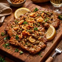 Veal Piccata with Crisp Fried Garlic